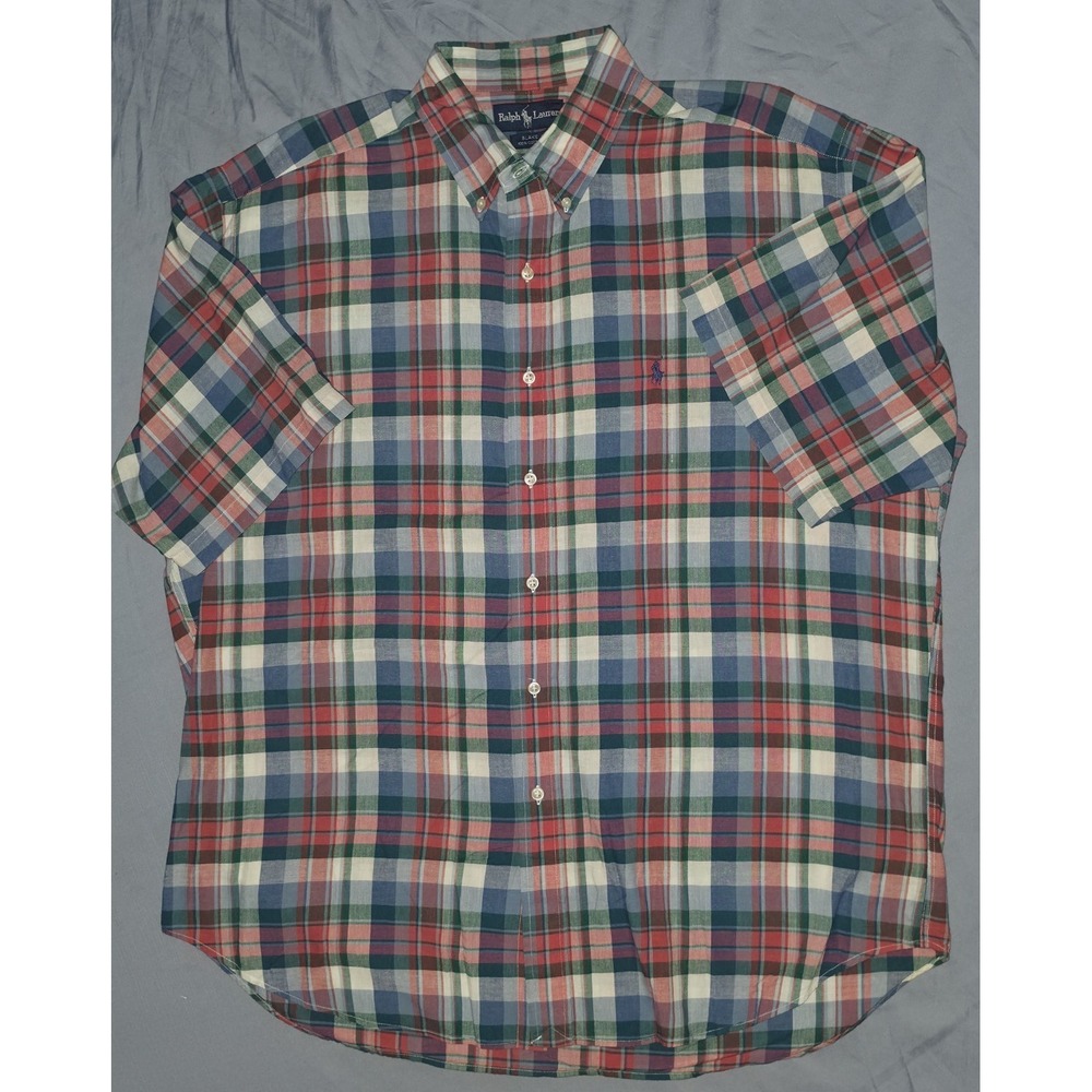 Vtg Ralph Lauren Blake Men's XL Multicolored Plaid Shirt Button Down‎
